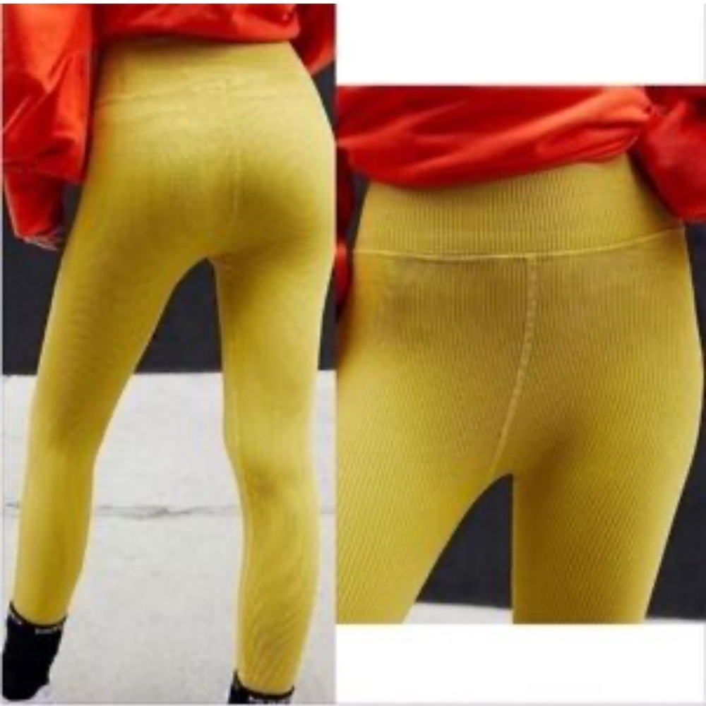 FP Movement by Free People Ribbed Leggings in Mustard Yellow
